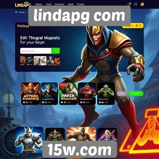 Interface do usuário no site de jogos lindapg com